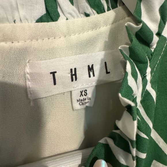 THML Green & White Tropical Leaf Print Dress | XS - Picture 5 of 5